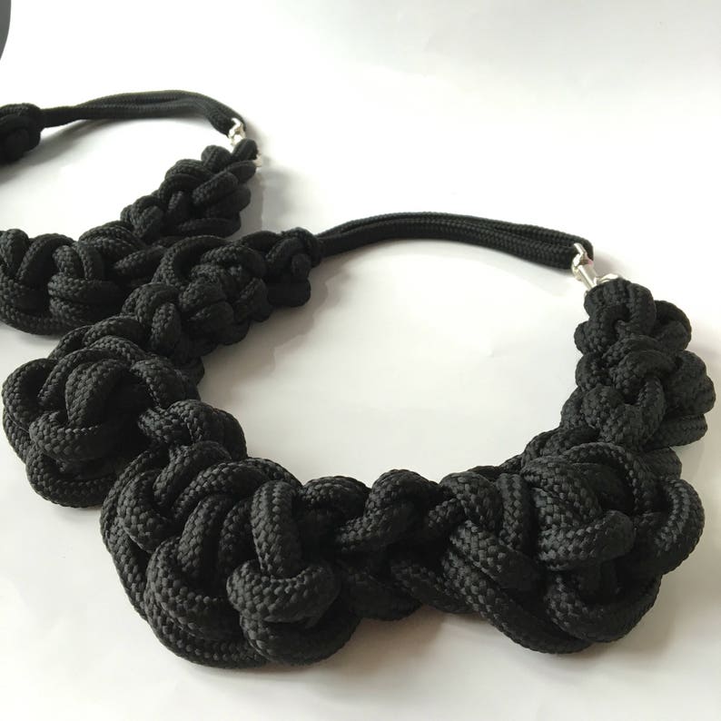 Crochet rope necklace black gothic choker nautical knot Etsy