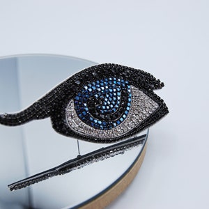 Broche de strass mágico azul mau olhado, cristais facetados, joias talismã de boa sorte