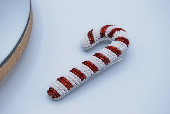 Amosfun Broche de Noël vintage en forme de canne à sucre d