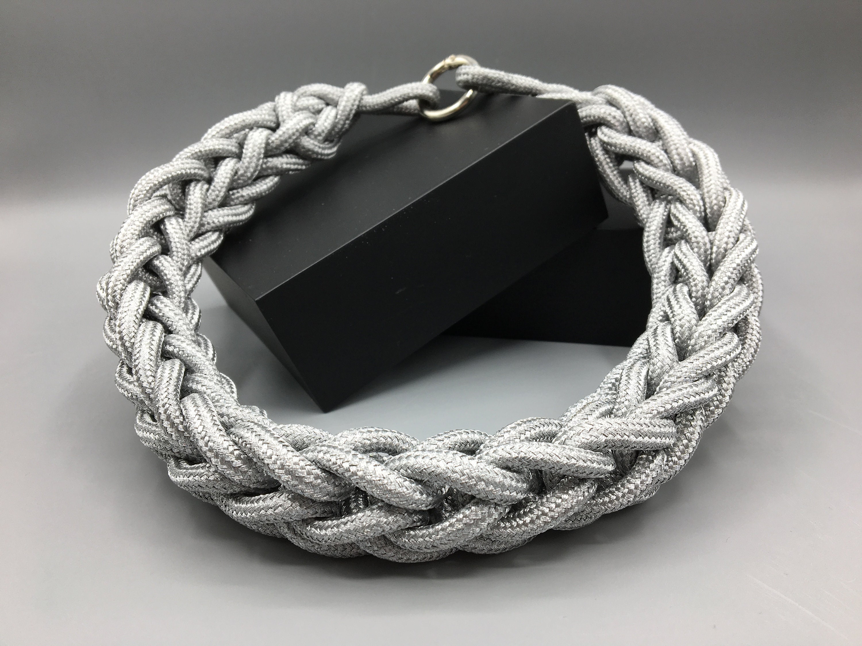 Silver rope boho braided necklace African statement knotted Etsy