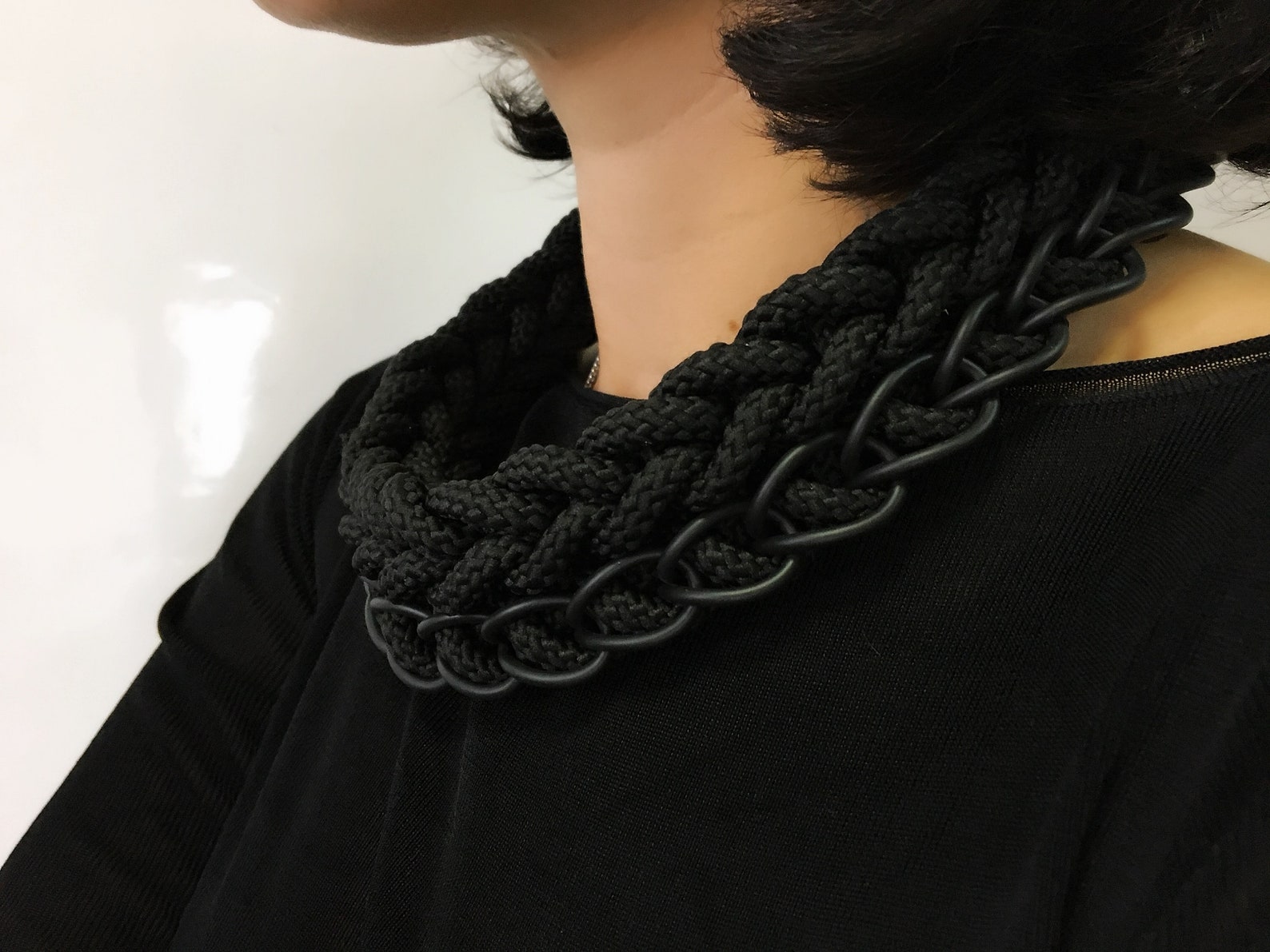 Braided Rope Cord Necklace Oversized Chunky Textile Jewelry Etsy