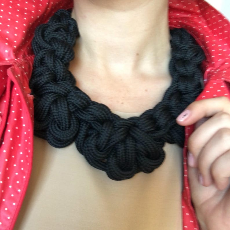 Crochet rope necklace black gothic choker nautical knot Etsy