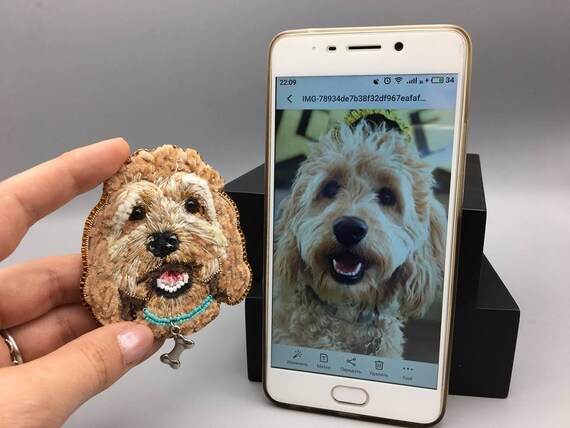 Custom Dog Portrait Brooch: Pet Memorial Jewelry Gift