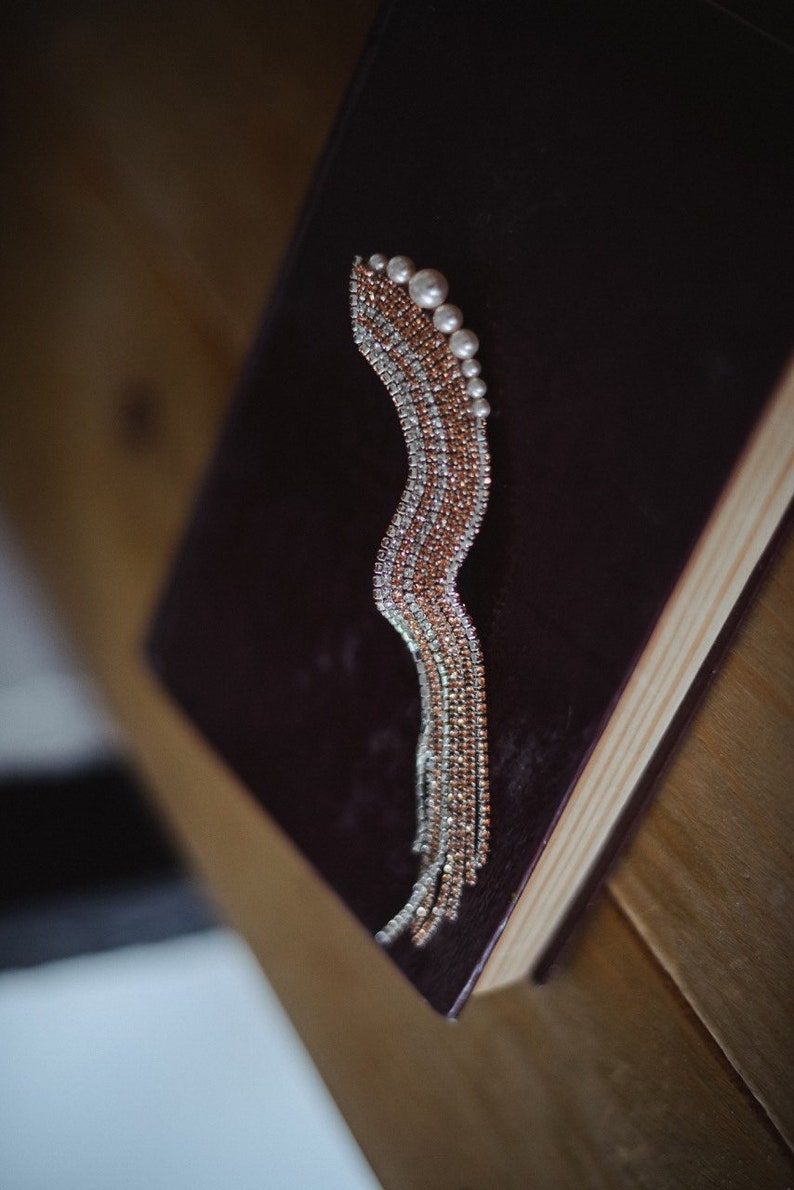 Single Ear Climber Earring With Long Cascade Dangles on the Etsy