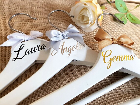 Personalised White Wooden Wedding Dress Coat Hangers For Etsy