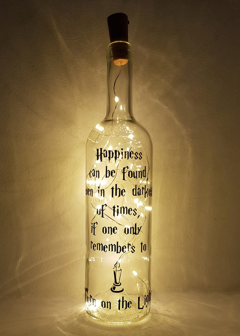 Personalised Potter Light Up Wine Bottle Lamp Birthday image 0