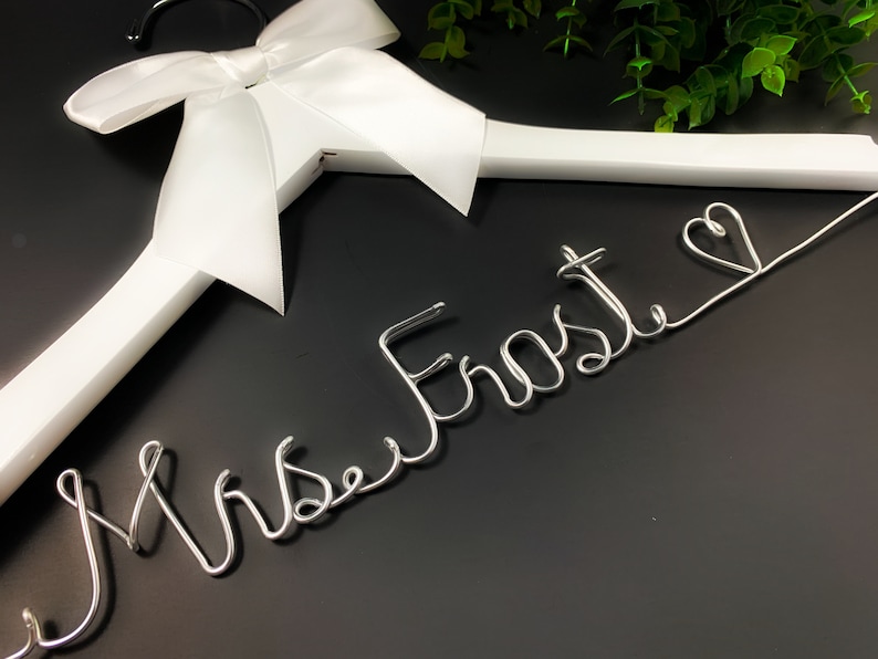 Personalized wedding hanger for the wedding dress photos, Unique gift for a bridal shower, Customized dress hanger for a bridesmaid proposal image 2