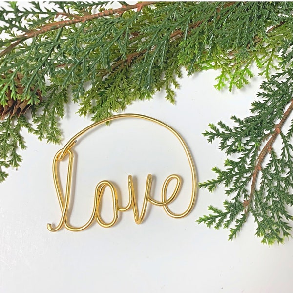 Wire Christmas ornament Handcrafted ornament Love ornament Wire word ornament Unique gift tag Gift under 20