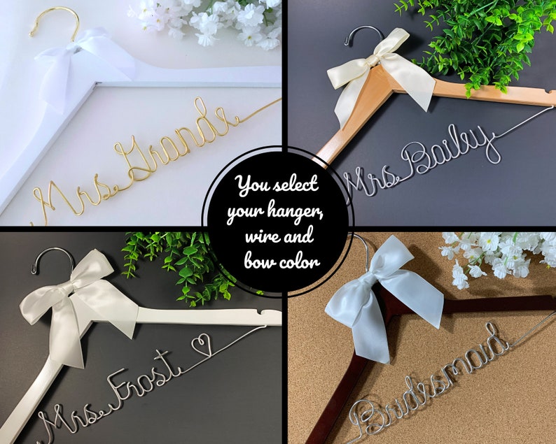 Personalized wedding hanger for the wedding dress photos, Unique gift for a bridal shower, Customized dress hanger for a bridesmaid proposal image 4