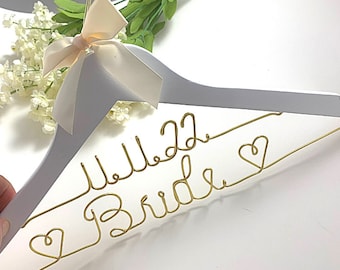 Wedding hanger with the date, bridal hanger, personalized hangers, custom name hanger, white coat ceremony hanger, medical school grad gift