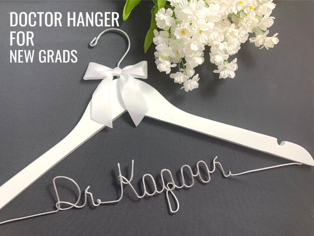 Personalized First White Coat Hanger, Custom Graduation Gift for Doctor