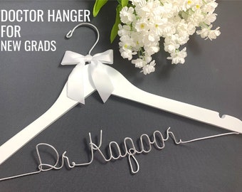 Personalized first white coat hanger, Custom graduation gift for doctor, Doctor coat hanger, Gift for an RN, White coat ceremony gift