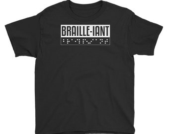 Braille-Iant T-shirt-Blind for Love T-Shirt-Love Fashion-Graphic Tees- Funny Unique Texture Font Gift-Visually Impaired Reading-Youth Short