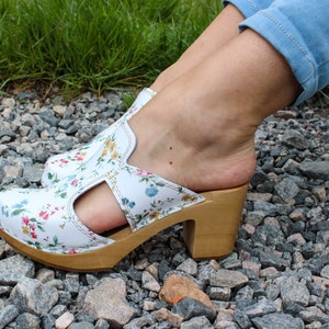 Clogs Swedish clogs wood clogs moccasins leather sandals women sandals clogs sandal leather women flower sandals high heel flower shoes
