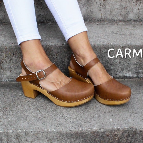 platform leather clogs