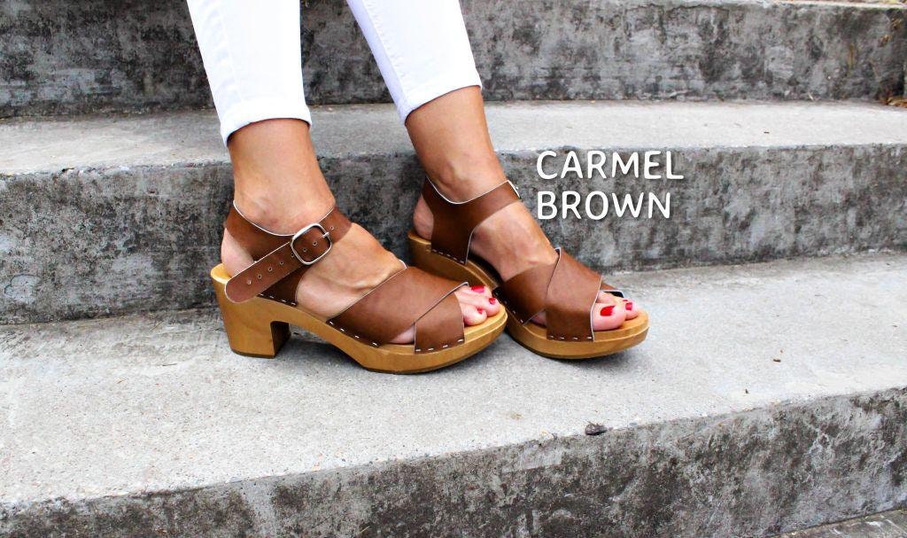 Leather Sandals Brown Heel Sandals Sandals Wooden Clogs Etsy