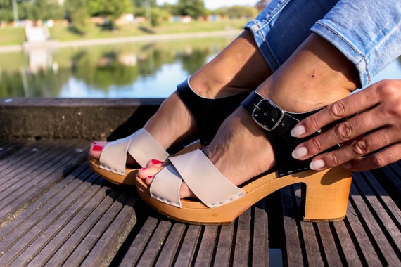 high heel wooden sandals