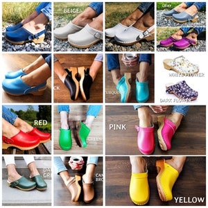 Swedish Clogs Moccasins wooden clogs Women clogs Leather clogs Clog Womens clogs Boots Womens moccasins Wood clogs Clogs  brown sandals gift
