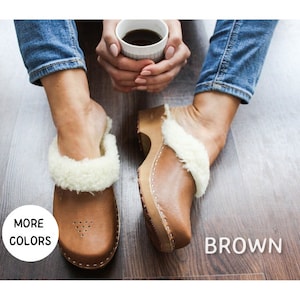 Swedish Clogs Moccasins Wooden clogs Women clogs Leather clogs Clog Womens clog Womens moccasins Wood clogs Clogs brown Clogs leather shoes