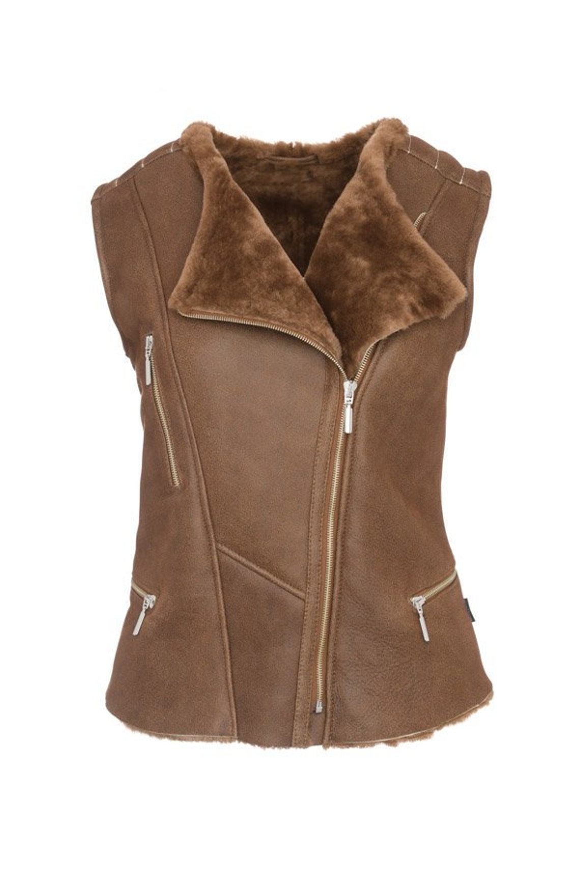 SHEEPSKIN vest shearling vest with sheep wool fur woman Etsy