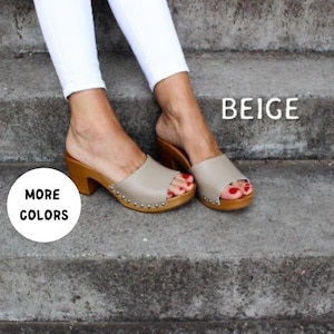 Clogs Swedish clogs wooden clogs moccasins leather sandals women clogs clogs sandal leather clogs mules women sandals wood clogs beige shoes