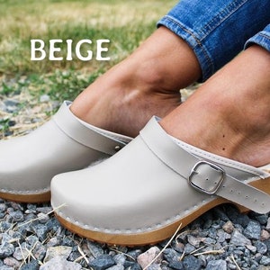 Clogs with belt Black women leather clogs Shoes with platform wooden sole shoes sweden clogs leather women mule black women clogs low heel image 3