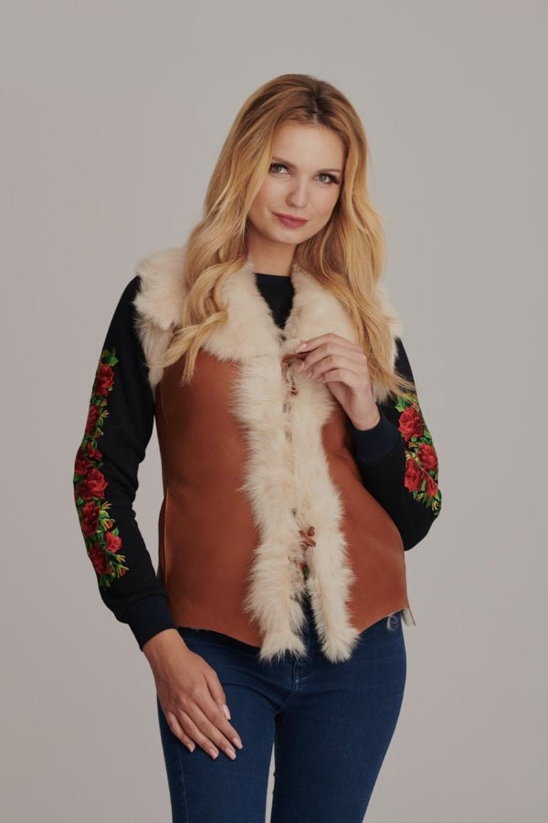New SHEEPSKIN vest for women shearling ladies jacket warm Etsy