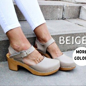 Zapatos de piel para mujer, zapatos Mary Jane, zuecos de piel para mujer con cinturón, zuecos negros sin cordones para mujer, zapatos de plataforma, zapatos de tacón alto de madera