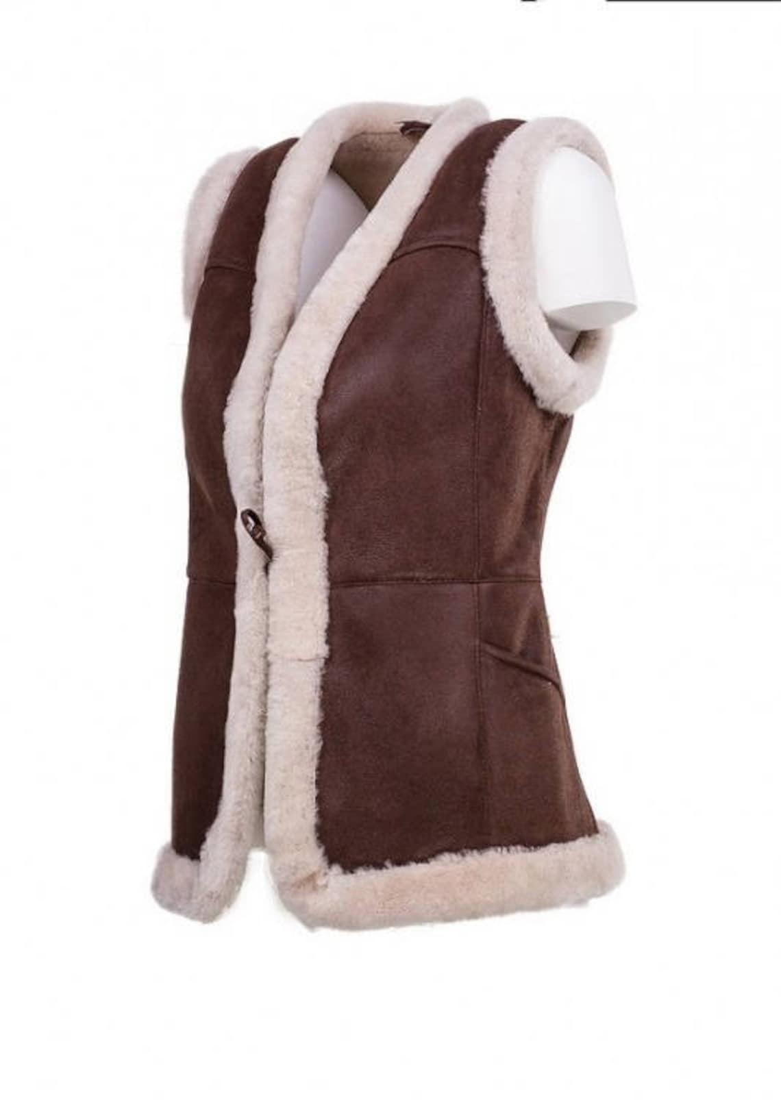 LEATHER vest SHEEPSKIN fur new jacket Grey sheep fur coat wool Etsy