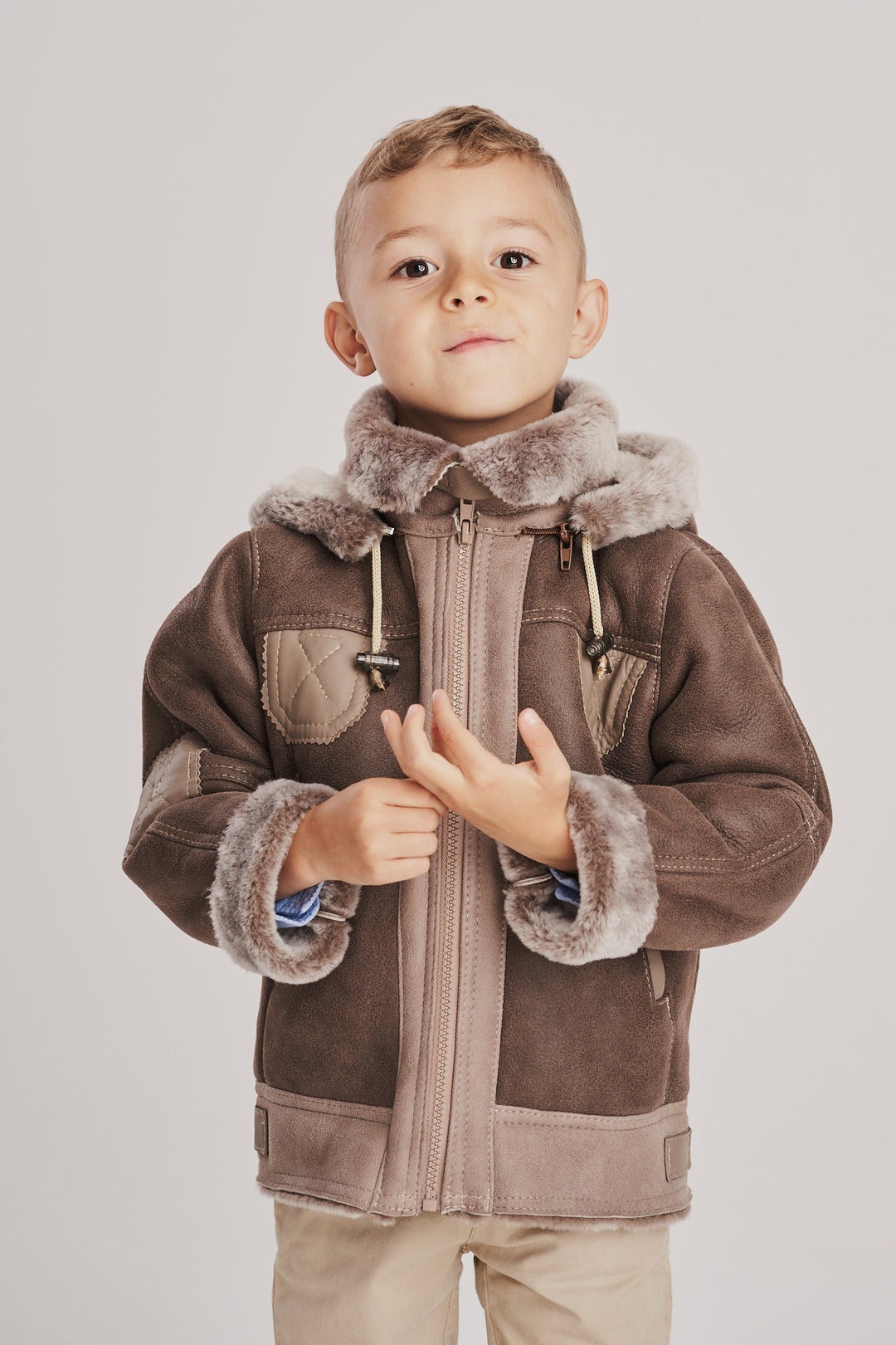Leather Jacket for Boy Sheepskin Jacket for Children Leather Etsy UK
