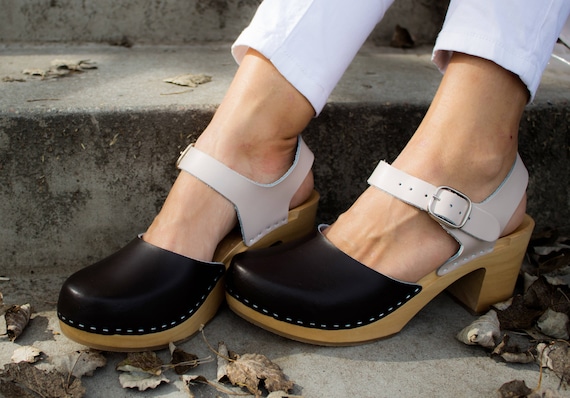 leather clog sandals