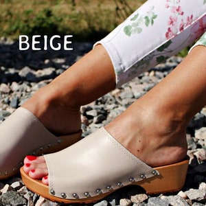 Clogs Swedish Clogs Leather Sandals Wooden Sandals Women Clogs - Etsy