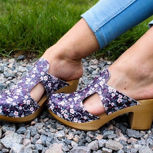 Swedish clogs wood clogs leather sandals white shoes  women platform clog leather clogs leather sandals leather flower clogs flower sandals