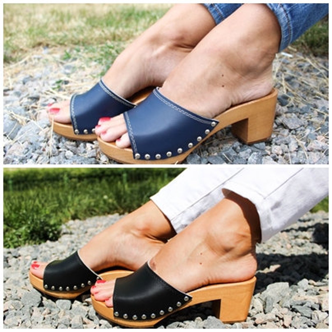 Leather Sandals Beige Clogs Sandals Sandals Wooden clogs Etsy