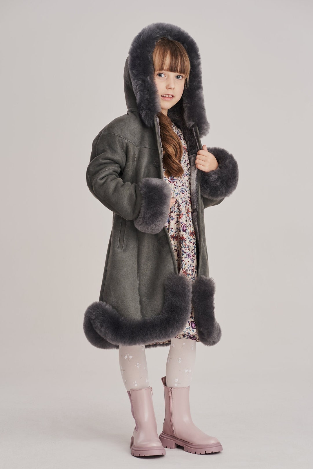 Children SHEARLING Jacket Sheepskin Coat for Girl Shearling Etsy
