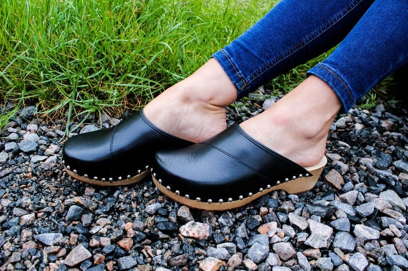 Swedish Clogs Moccasins Wooden clogs Women clogs Leather clogs Etsy