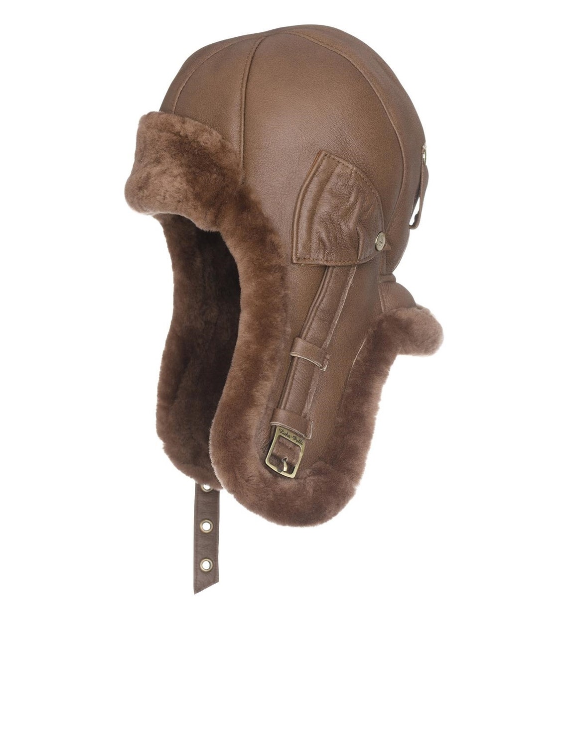 Leather trapper hat New gray cap with ear caps men pilot Etsy