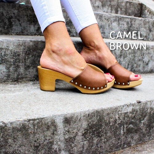 wooden heel clogs for women