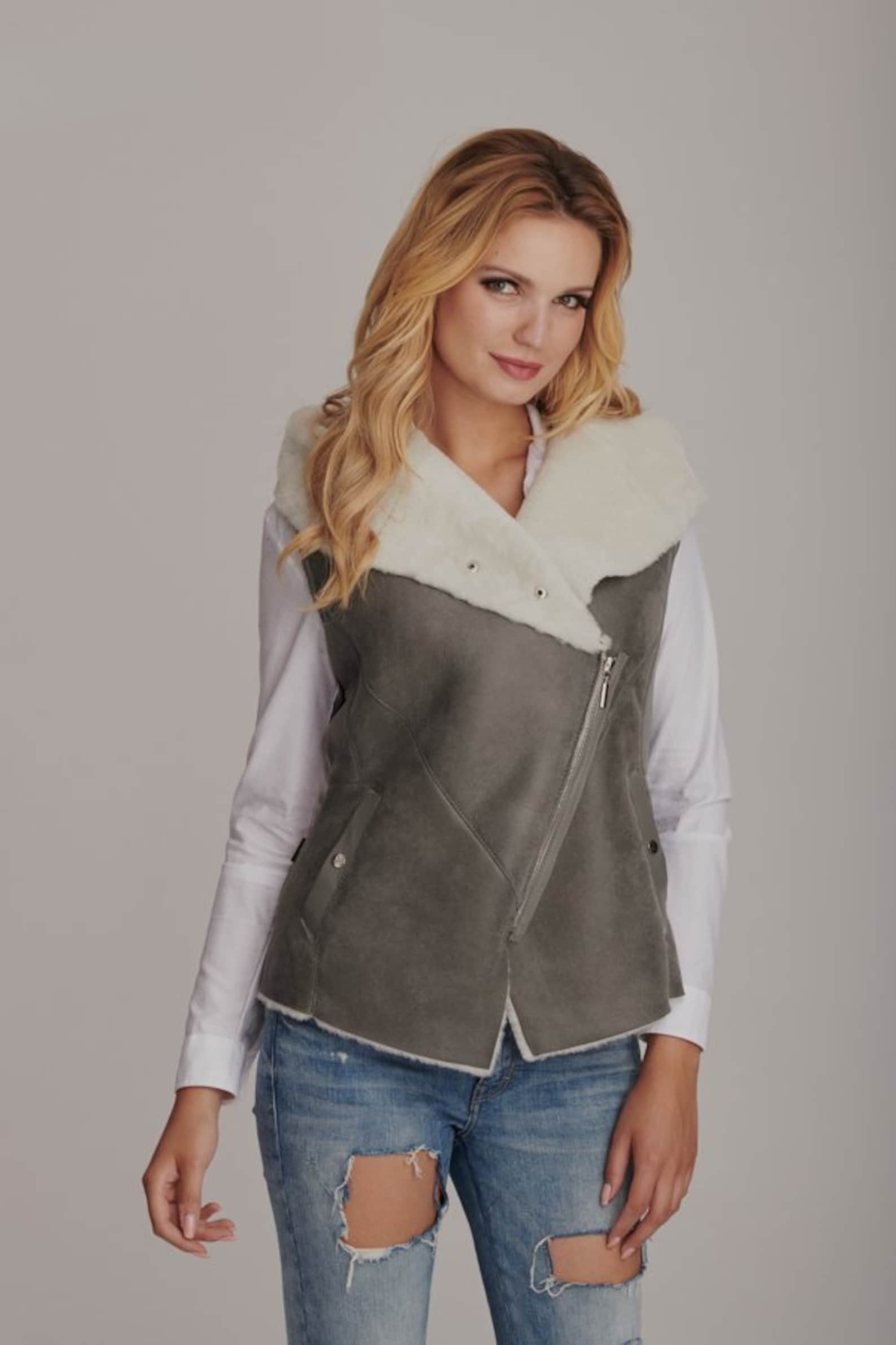 New SHEEPSKIN vest for women shearling jacket warm winter fur Etsy