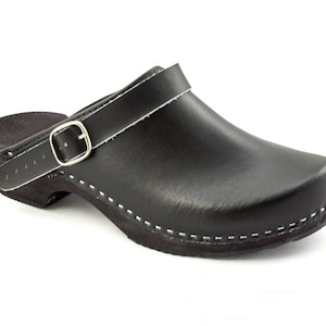 Clogs Swedish clogs wooden clogs moccasins leather sandals men clogs clogs sandal leather clogs mules women sandals wood clogs beige black