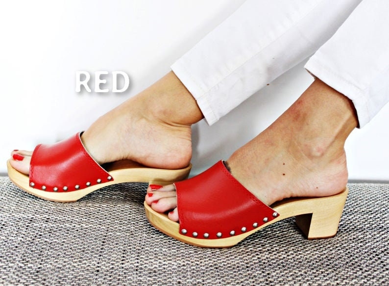 New LEATHER SANDALS Heel Shoes Platform 