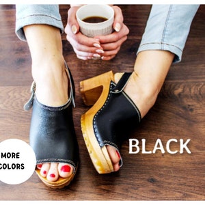 Clogs Swedish clogs wooden clogs moccasins leather sandals women sandal clogs sandal leather clogs mules women sandals wood clogs peep toe