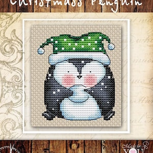 Christmas bear counted cross stitch pattern PDF Plastic canvas Cute animal Holiday decor Christmas tree ornaments embroidery