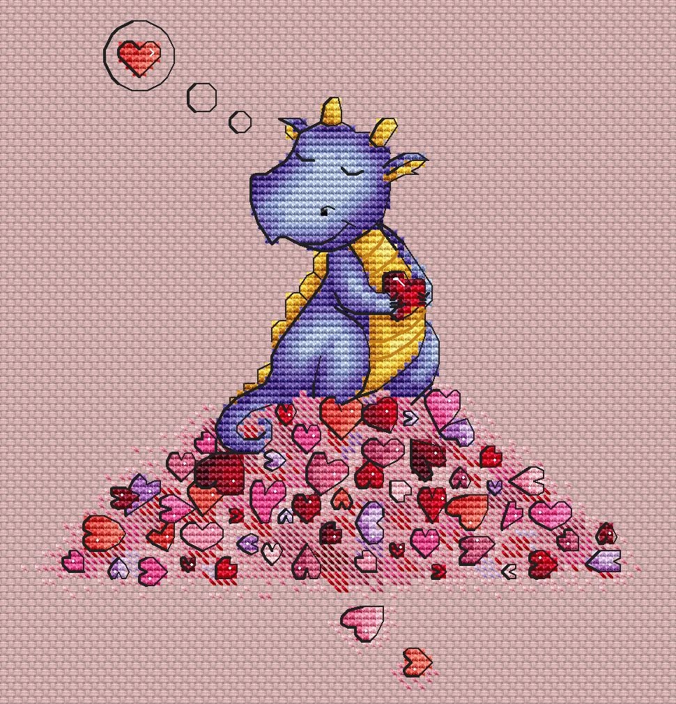 Dragon counted cross stitch pattern PDF Cute purple baby Etsy