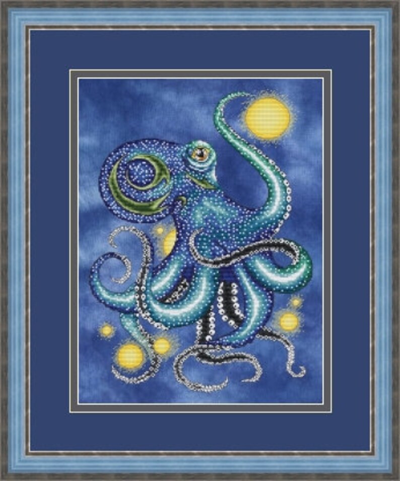 Octopus counted cross stitch pattern PDF Sea animal Sea Etsy
