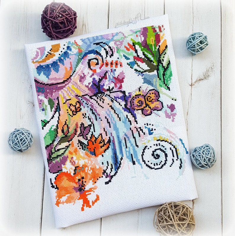 Heaven on earth cross stitch pattern PDF Tropical Waterfall Etsy