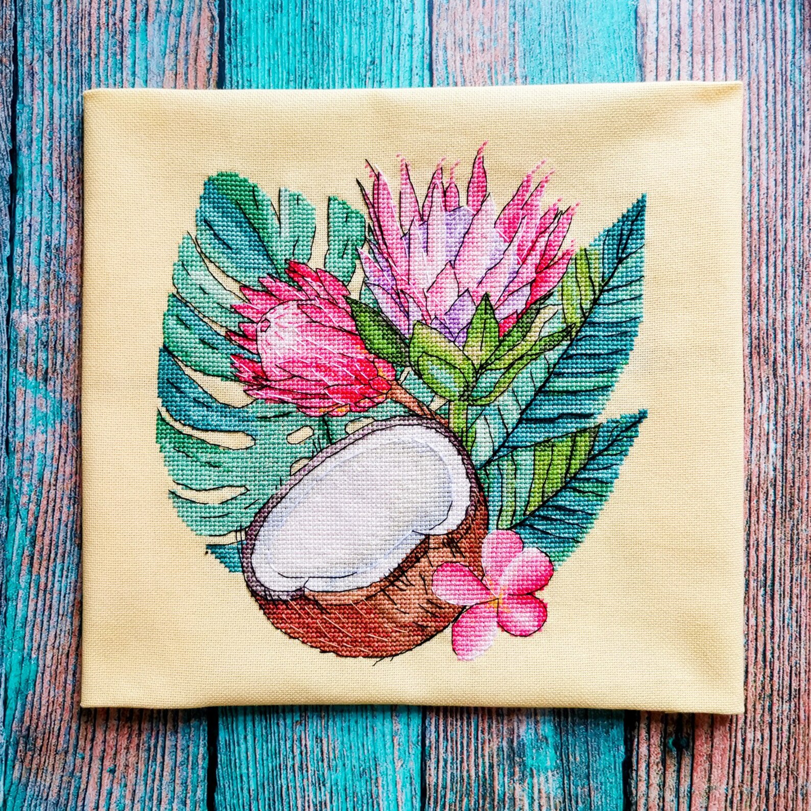 Hawaii coconut cross stitch pattern PDF Tropical flower Etsy