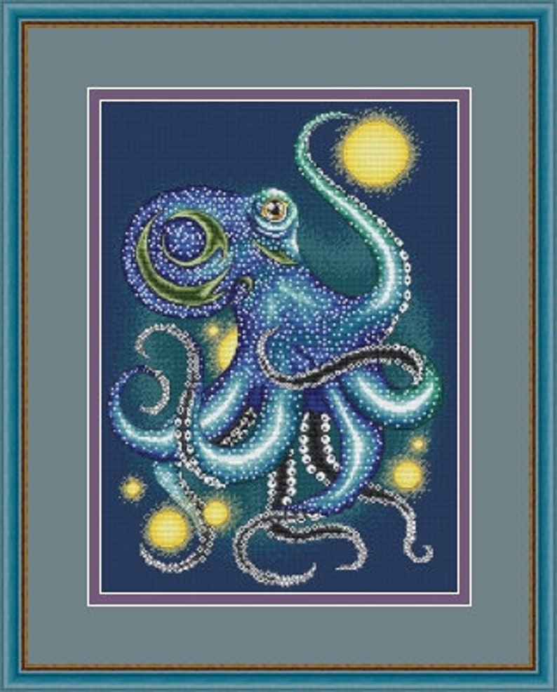 Octopus counted cross stitch pattern PDF Sea animal Sea Etsy