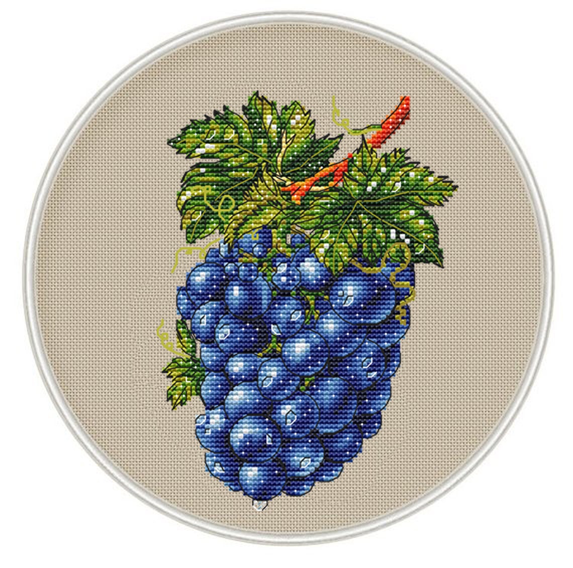 Grape cross stitch pattern PDF Blue berry Cafe wall decor Etsy