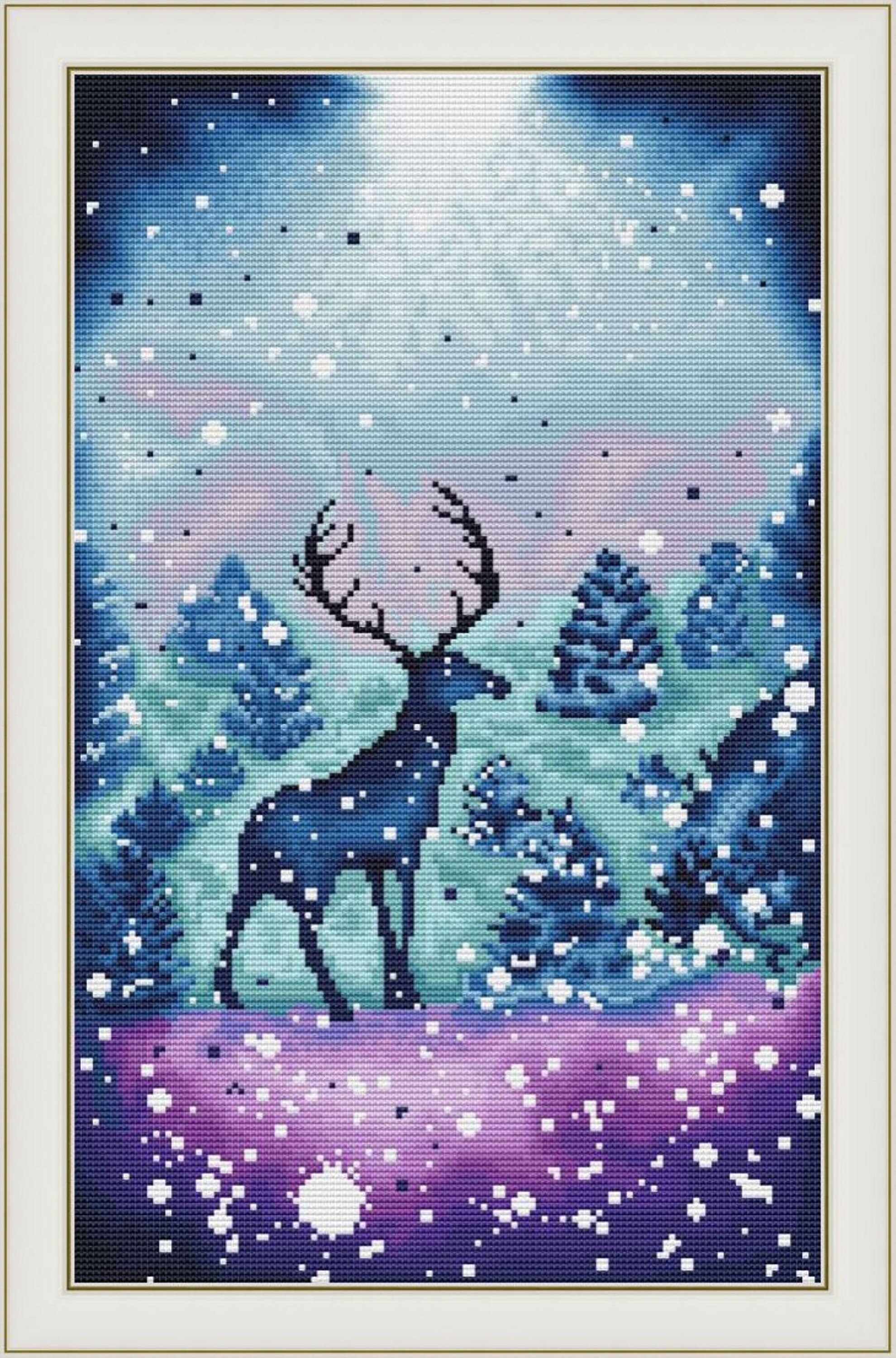 Christmas Deer Counted Cross Stitch Pattern PDF Gift for Etsy